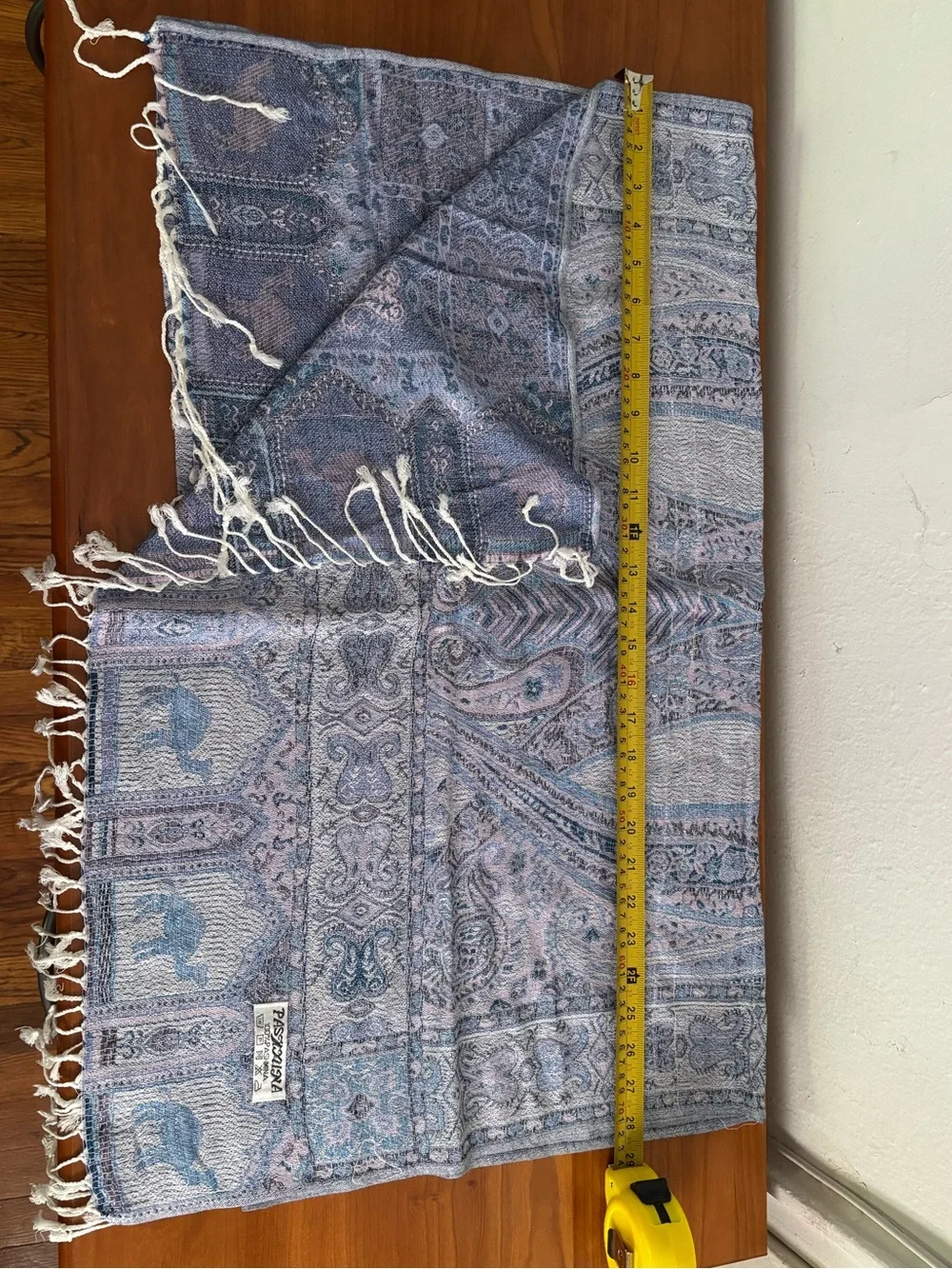 Pashmina Blue and Cream Elephant Paisley Pashmina Wrap